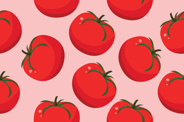 Seamless background with fresh tomatoes. Bright juicy vegetables. Vector illustration