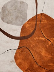 Minimalist geometric abstract organartwork with colorful texture for decorative frame.