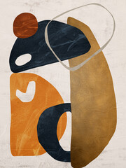 Minimalist geometric abstract organartwork with colorful texture for decorative frame.