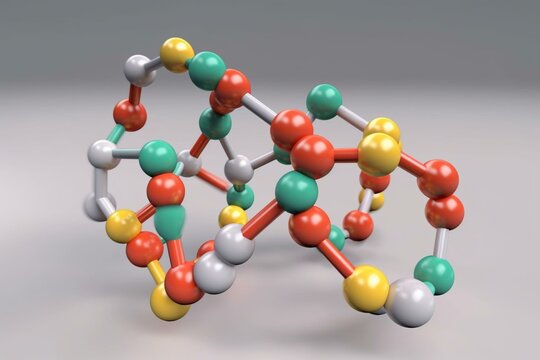 tianeptine molecule, molecular structures, tricyclic antidepressant, 3d model, Structural Chemical Formula and Atoms with Color Coding. Generative AI