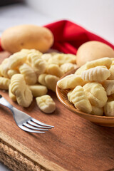 Fresh homemade uncooked gnocchi Italian dumplings