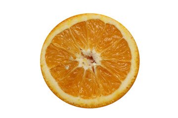 orange slice isolated. orange cut in half. inner part of the orange.