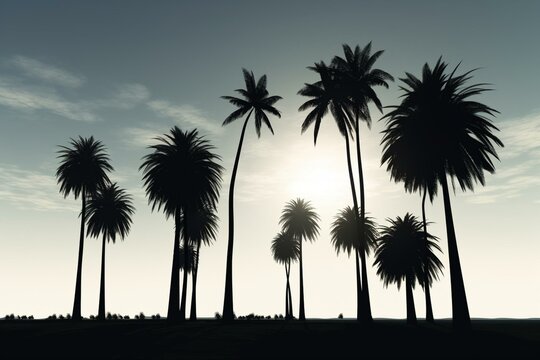 palm tree silhouette outline 3d cg. Generative AI