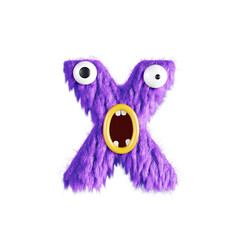 Friendly Monster 3D Alphabet or Letttering PNG Color Mix