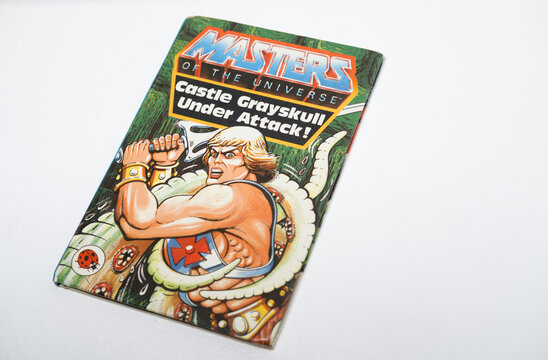 kent, uk 01.01.2023 Castle Grayskull Under Attack Masters of the Universe cartoon book  by John Grant he MAN first edition. 1980s retro cartoon story book.