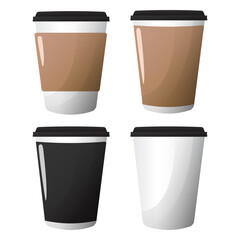 Set of paper coffee cups vector