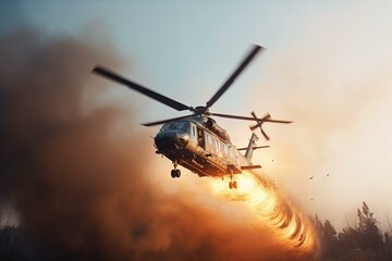Fototapeta na wymiar helicopter put out a fire. Generative Ai