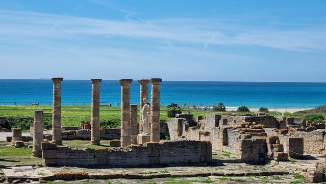 Blue sky over the Baelo Claudia, an old Roman city in Bolonia, Spain