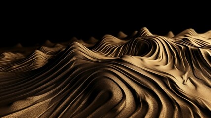 abstract patterns and shapes of brown sand on a black background, Generative IA