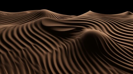Fototapeta na wymiar abstract patterns and shapes of brown sand on a black background, Generative IA
