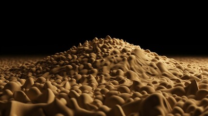Obraz premium abstract patterns and shapes of brown sand on a black background, Generative IA
