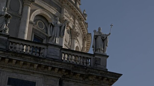 Beautiful shot of statues of the Frederiks Church in Copenhagen, Denmark