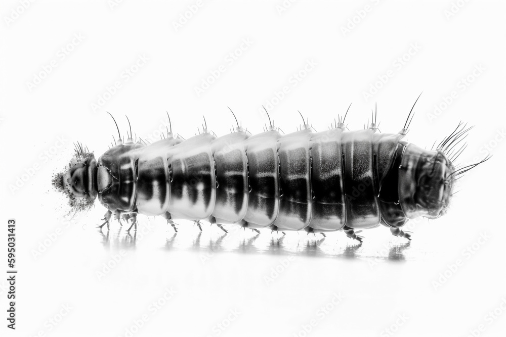 Poster abstract illustration of a caterpillar in transparency, isolated over a clean background. generative