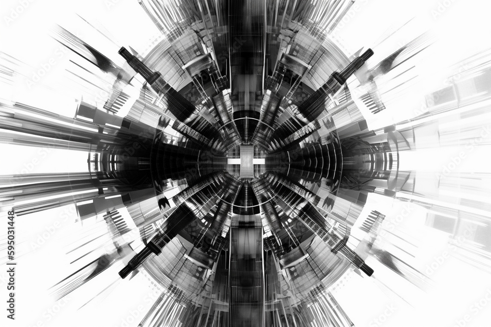Poster abstract illustration of a beautiful industrial shape in transparency, isolated over a clean backgro