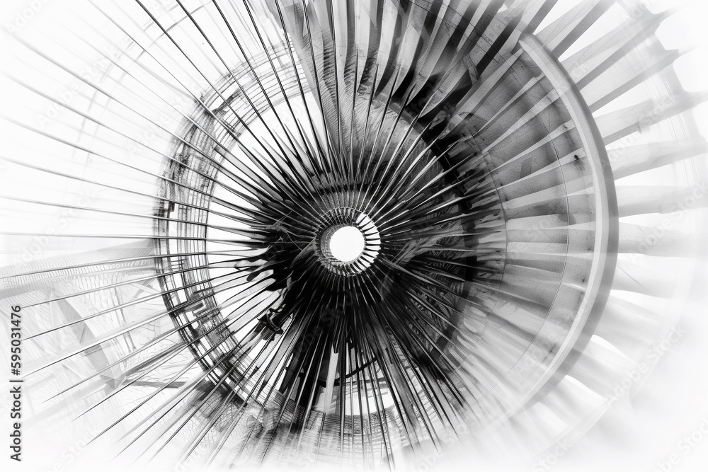 Poster abstract illustration of a beautiful industrial shape in transparency, isolated over a clean backgro