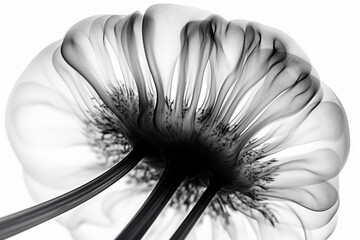 Obraz premium Abstract illustration of a beautiful natural floral shape in transparency, isolated over a clean background. Generative AI