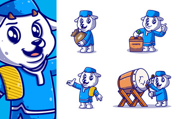 Cute Muslim Sheep Cartoon Character Set