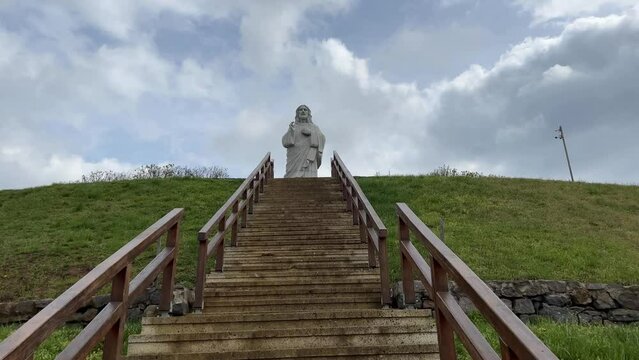 Statue of Christ above the village of Tarcal, Tokaj, Hungary