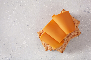 crispbread with Norwegian brunost traditional brown cheese