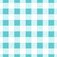 Vector seamless pattern with gingham check in blue and white colours for fabric and textile design