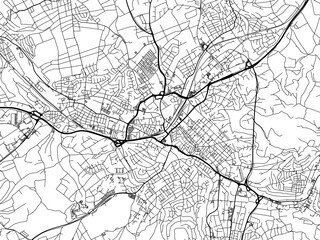 Vector road map of the city of  Reutlingen in Germany on a white background.
