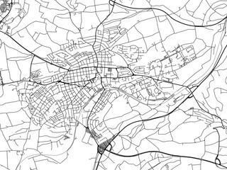 Vector road map of the city of  Schwenningen in Germany on a white background.