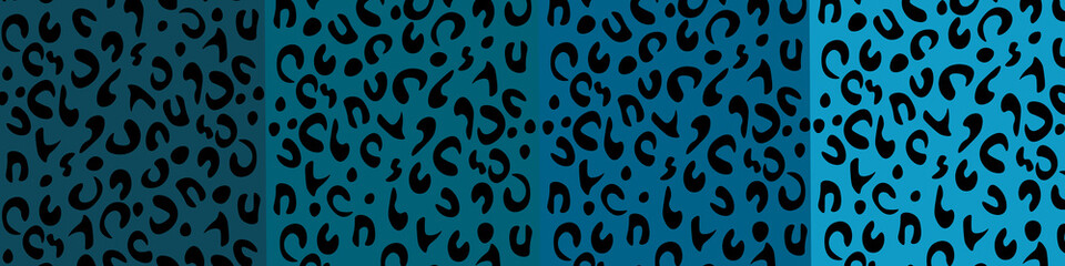 blue leopard print pattern.Animal print seamless pattern illustration set. Colorful leopard skin texture background. Diverse wild africa safari backdrop collection, fun fashion fabric design.