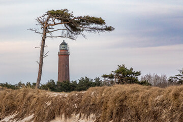 Leuchtturm Darßer Ort am Darßer Weststrand.