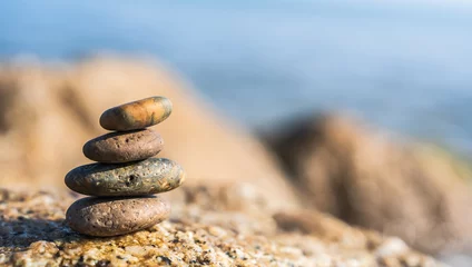 Fotobehang Zen Stenen stack of stones on beach  © Nature Peaceful 
