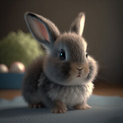 3d cute bunny in outdoor