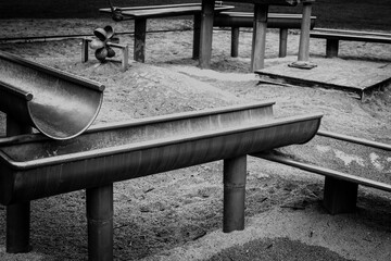 playground with gutters as black and white picture