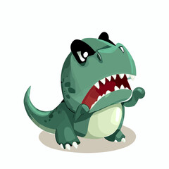 Angry little cute t-rex vector