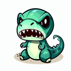 Angry little cute t-rex vector