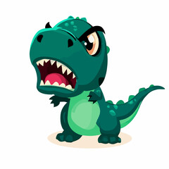 Angry little cute t-rex vector