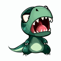 Angry little cute t-rex vector