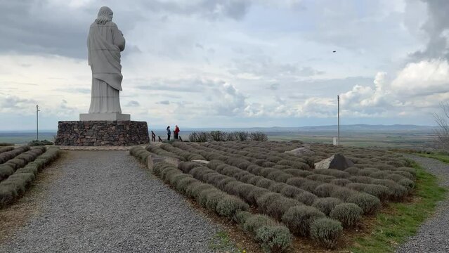 Statue of Christ above the village of Tarcal, Tokaj, Hungary