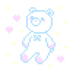 ピクセルアートなくまちゃんぬいぐるみ★PNG