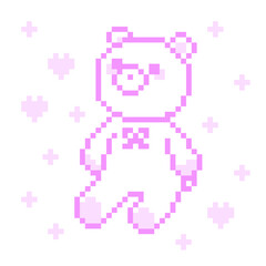 ピクセルアートなくまちゃんぬいぐるみ♪PNG