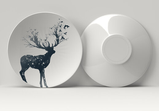 Plate Mockup in a Clean White Wall and Table