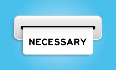 White coupon banner with word necessary from machine on blue color background