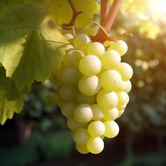 White wine grapes on vine