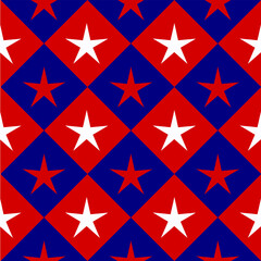 4th July, USA. Country Flag background. White and red stars on red and blue color diagonal boxes. United State of America, France, New Zealand, Netherlands, British, Great Britain, and Australia.