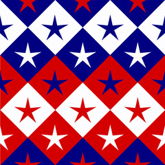 4th July, USA. Country Flag background. Stars on red white blue color diagonal boxes. United State of America, France, New Zealand, Netherlands, British, Great Britain, and Australia.