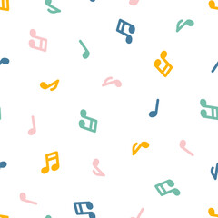 Seamless pattern with colorful musical notes