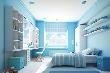 Colorful and cozy kid bedroom with a playful design that sparks the imagination and invites sweet dreams. Generative AI