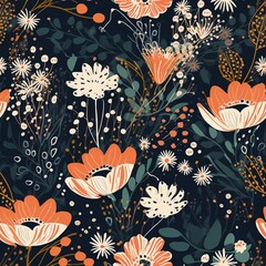 Hand drawn charming creative makes with bits print. Seamless pattern, AI Generated