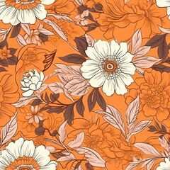 Orange Botanical botanical organize foundation sensible for shape prints. Seamless pattern, AI Generated