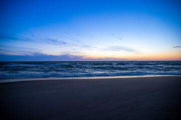 Blue hour on the beach after sunset North Sea Denmark