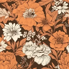 Türaufkleber Orange Botanical botanical organize foundation sensible for shape prints. Seamless pattern, AI Generated © BLACK AND WHITE LOGO