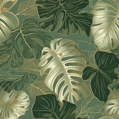 Make organize, philodendron plant with brilliant keep clears out with monstera plants. Seamless pattern, AI Generated